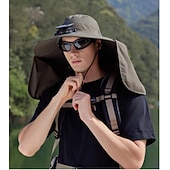 economico Fari anteriori-Cappello da pescatore a tesa larga con ventola solare - 1 pezzo, scialle protettivo per il collo, protezione solare, traspirante e rinfrescante, perfetto per campeggio estivo, escursioni e avventure di pesca
