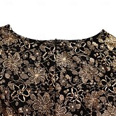 preiswerte Bodenlänge-Kleid Mutter der Braut Kleid Elegantes Boot-Ausschnitt Bodenlänges Spitzen Kurzarm mit Pailletten