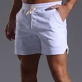 cheap Sweat Shorts-Men&#039;s Athletic Shorts Sweat Shorts Shorts Summer Shorts Pocket Drawstring Elastic Waist Plain Comfort Breathable Short Outdoor Sports Classic Casual Black White Micro-elastic