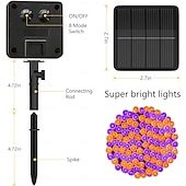 halpa Aurinkoenergiakäyttöinen-1 kpl ulkokäyttöön tarkoitettu aurinkokennovalosarja, vedenpitävä valosarja, 12 m, 39 jalkaa, 100 led-helmeä, sisäpiha, puutarha, nurmikko, huvila, aita, parveke, koristevalo, häät, halloween, joulu, festivaali, tunnelma, valosarja