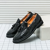 halpa Puolimuodollinen-Miesten vaaleanharmaat nahkaiset slip-on-kengät tupsukoristeilla – mukavat ja tyylikkäät jalkineet puolivirallisiin tilaisuuksiin, rentoon työpäivään ja häihin
