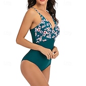 abordables Maillots une pièce et tankinis-Femmes Maillot de bain 1 pièce Dos Nu Maillot de Bain Fleuri Maillots de Bain Noir Blanche Respirant Séchage Rapide Sans manches - Natation Surf Plongée en apnée Été