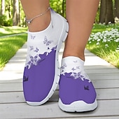 economico Sneakers da donna-Scarpe da passeggio da donna in maglia bianca con stampa di libellule colorate – slip-on casual leggere e traspiranti per passeggiate all&#039;aperto, viaggi estivi e uso quotidiano