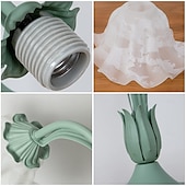 abordables lampe de chevet-Lanterne à fleurs moderne en verre soufflé, lampe de chevet, veilleuse, 4 modes de couleur, intensité variable, pour chambre à coucher, salon, culot E27
