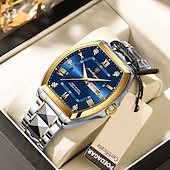 abordables Montres à quartz-Montre de luxe pour homme, lumineuse, étanche, avec date et semaine, en acier inoxydable, à la mode, originale, à quartz