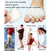 billiga Personlig vård och hälsa-2 par silikon tåseparatorer, hallux valgus-korrigeringskudde, metatarsalskydd, andningsbara mjuka gelkuddar för män kvinnor, räta ut överlappande tår, justera krokiga tår