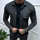 preiswerte Herrenjacken &amp; Herrenmäntel-Herren Hemdjacke übergangsjacke Täglich Leicht Jacquard Sommer Frühling Einfach Klassisch Revers Schwarz Weiß Khaki Hellgrau Dunkelgray Jacken