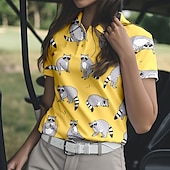 olcso Női ing-US Open Női Teniszing Rövid ujjú Nyomtatott UPF50+ Gyors szárítás Tenisz Golf Tollaslabda Polo gallér Állat Póló Felsők Fehér Sárga Rózsaszín Tenisz ruházat