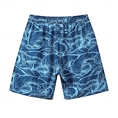baratos Calções para Homem-Homens Calção Shorts de praia Com Cordão oceano Abstrato Arte abstrata Respirável Secagem Rápida Comprimento do joelho Ao ar livre Férias Casa Férias Estilo Étnico Azul Céu Azul Marinha Com Stretch