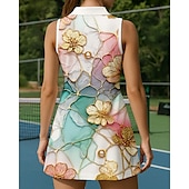 cheap Women&#039;s Tennis Dress-US Open Women&#039;s Tennis Dress Sports Dress Sleeveless Print Breathable Tennis Golf Badminton Polo Collar Zip Collar Floral Dress Pink Tennis Clothing