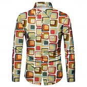 economico Cime-Retrò Vintage Anni '70 Camicia Disco Geometrico Psichedelico Costume Per uomo Halloween Carnevale Festival Musicale Parata dell'Orgoglio Adulti Camicia