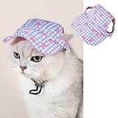 abordables Sombrero de sol-Gorra de béisbol para perro, visera playera de verano para perro y gato con agujeros para las orejas, tocado ajustable para cachorros