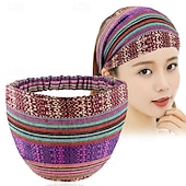 cheap Hair Styling Accessories-Boho Headbands for Women Girls Wide Hippie Hair Accessories Colorful Stripe Head Bands for Women&#039;s Hair Fashion Hairbands Turban Headwraps Non Slip