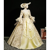 economico Vestiti-Vintage Rococò Rinascimento Maxi Vestito Normale A sbuffo Principessa Sposa Pieghettato Con Volant Principessa Girocollo Costume Per donna Halloween Carnevale Mascherata Performance Feste Halloween