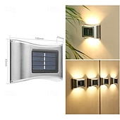 baratos Candeeiros Luzes de Exterior-Luminária de parede solar externa de aço inoxidável 6led, à prova d&#039;água, para varanda, pátio, pátio, cerca, decoração noturna, fácil instalação, decoração de jardim, luminária de parede solar externa