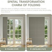 cheap Door Curtains-1 Linen Textured Magnetic Folding Room Divider Curtain, Blackout Curtain Closet Door Curtain Invisible for Bedroom Room Living Room No Puching or Tools