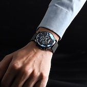 preiswerte Quarz-Uhren-635 Herren Multifunktions-Quarzuhr – wasserdicht, leuchtendes Zifferblatt, Kalender, Stoppuhr, modisches Edelstahlarmband, Business- &amp; Casual-Stil