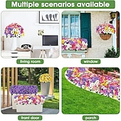 זול פרח מלאכותי-12 חבילות פרחים מלאכותיים לקישוט חוץ פרחי משי חינניים מזויפים צמחים מלאכותיים עמידים בפני UV לקיץ גינה מרפסת חלון חדר עיצוב הבית צהוב