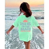 Fete 3D Soare Scrisă Tricou Manșon scurt Vară Primăvară Modă De Bază Copii 4-12 ani Stil Nautic În aer liber Casual Zilnic Fit regulat ieftine Desen animat 3D al fetei-Fete 3D Soare Scrisă Tricou Manșon scurt Vară Primăvară Modă De Bază Copii 4-12 ani Stil Nautic În aer liber Casual Zilnic Fit regulat