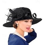 tanie czapki imprezowe-damskie organza kentucky kapelusze przeciwsłoneczne - szerokie rondo kwiatowe kapelusze kościelne kapelusz plażowy derby na przyjęcie herbaciane ślub suknia ślubna