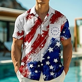 voordelige Onafhankelijkheidsdag T-shirts-Independence Day Voor heren Amerikaanse Amerikaanse vlag Vaderlandslievend 1776 Overhemd Zomer overhemd Overhemd met knopen Korte mouw Mode-casual Feestdagen Zomer Lente Strijkijzer 3D-afdrukken