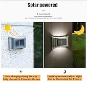 baratos Candeeiros Luzes de Exterior-Luminária de parede solar externa de aço inoxidável 6led, à prova d&#039;água, para varanda, pátio, pátio, cerca, decoração noturna, fácil instalação, decoração de jardim, luminária de parede solar externa