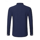preiswerte Baumwoll-Leinenhemd-Herren Hemd Leinenhemd Popover-Hemd Freizeithemd Baumwollhemd Einfach Urlaub Hawaiianisch Schwarz Weiß Rosa Marineblau Langarm Stehkragen Frühling Herbst Bekleidung