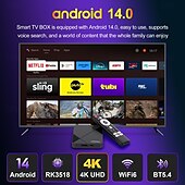 Недорогие Приставки TV Box-ТВ-приставка h96max на базе Android с разрешением 4K Ultra HD, Wi-Fi 6, Bluetooth 5.4, USB 3.0 – интеллектуальный медиаплеер для потоковой передачи, игр, трансляции экрана и домашнего кинотеатра