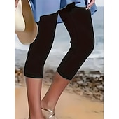  Damskie Spodnie capri Getry Urlop Moda Moda miejska Capris Wysoka talia Jednokolorowe Drukowanie Keep Warm Miękka Oddychający Elastyczny Codzienny Na zewnątrz Urlop Turkusowy Czarny Biały Fuksja Lato