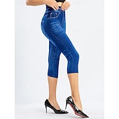 cheap Blue 3D Print-Women&#039;s Leggings Capri Pants 3D Print Chinos Vintage Streetwear Casual Calf-Length High Waist Plain Printing Comfy Soft Comfortable Stretchy Outdoor Street Black Red Blue Gray Summer Slim Fit