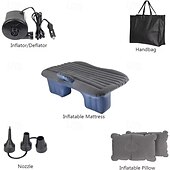 baratos Capas para bancos de automóveis-cama de carro inflável &amp;colchão de acampamento pronto para SUV, sofá de ar portátil para viagem/dormir com 2 travesseiros de ar preto