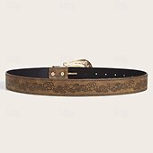 abordables ceinture-Ceinture Femmes PU Brun Kaki Ceinture Taille Quotidien Week-end Fleuri