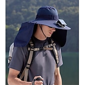 economico Fari anteriori-Cappello da pescatore a tesa larga con ventola solare - 1 pezzo, scialle protettivo per il collo, protezione solare, traspirante e rinfrescante, perfetto per campeggio estivo, escursioni e avventure di pesca