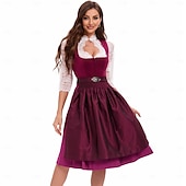 Χαμηλού Κόστους Dirndl-Φόρεμα Dirndl Γυναικείου Πράσινου Βαυαρίας με Ποδιά Σατέν και Μπλούζα Δαντέλας για το Oktoberfest