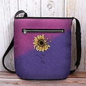 ieftine Genți Poștaș-Geantă crossbody pentru femei cu imprimeu de floarea-soarelui - geantă de umăr din material textil impermeabil de mare capacitate, cu curea de umăr reglabilă, design inspirat de „credință”, potrivită pentru timpul liber, călătorii și utilizare zilnică