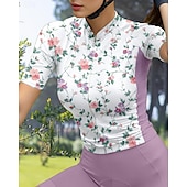 abordables Maillots de mujer-Mujer Maillot de Ciclismo Manga Corta Bicicleta Maillot Camiseta con 3 bolsillos traseros Filtro Solar Resistente a los rayos UV Transpirable Secado rápido Blanco Deportes Ropa
