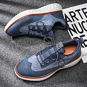 economico Sneakers Casual-scarpe da ginnastica da uomo blu in maglia con lacci, design elegante e suola ammortizzata per camminare, correre e l'uso quotidiano