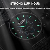 abordables Relojes mecánicos-Reloj de moda para hombre, cronógrafo de acero inoxidable, malla de cuarzo, reloj de pulsera para hombre, resistente al agua, luminoso, fecha, relojes deportivos para hombre.