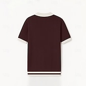 preiswerte Herren Elite Polo-Herren Polo Geschäft Lässig Umlegekragen Kurzarm Farbblock Jacquard V-Ausschnitt Weich Sommer Frühling Herbst Normale Passform Weinrot Schwarz Khaki Polo