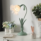 abordables lampe de chevet-Lanterne à fleurs moderne en verre soufflé, lampe de chevet, veilleuse, 4 modes de couleur, intensité variable, pour chambre à coucher, salon, culot E27