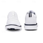 cheap Men&#039;s Golf Shoes-Men&#039;s Classic Black and White Golf Shoes with Faux Leather Upper - Versatile Design for Golf and Casual Wear