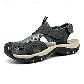 voordelige Buitensandalen-Bruine gesloten heren outdoor wandelsandalen met ademend mesh bovenwerk, gevoerde zool, avontuurlijke stijl voor volwassenen, geschikt voor bergpaden, boswandelingen, zomerkamperen