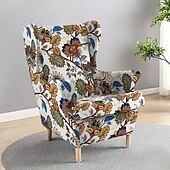 abordables Funda para silla con respaldo-Funda para sillón orejero con estampado geométrico, rayas y flores