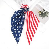 baratos Acessórios de penteados-Elásticos de cabelo com bandeira americana para mulheres e meninas, dia da independência, 4 de julho, elásticos de cabelo, estrela vermelha, branca e azul, laços de cabelo patrióticos, fitas do dia da