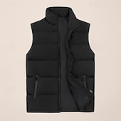 economico Gilet-Per uomo Gilet imbottito Quotidiano Casual Autunno &amp; Inverno Tasca con cerniera Poliestere Confortevole Semplice Cerniera Collo alla coreana Vestibilità regolare Nero Borgogna Cachi Blu scuro Gilet