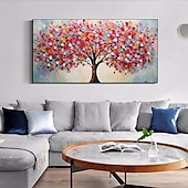 cheap Tree Oil Paintings-Mintura Handmade 3D Tree Flowers Landscape Oil Paintings On Canvas Wall Art Decoration Modern Abstract Picture For Home Decor Rolled Frameless Unstretched Painting