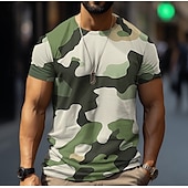abordables t-shirts de base-Homme T-shirt Chemise à manches courtes Manche Courte Col Rond Printemps &amp; Automne Motif Mode Designer Imprimé Vacances Rue Sortir Vert Menthe Vert Vert clair T-shirt haut de gamme pour homme