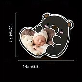 preiswerte Personalisierte Geschenke-Personalisiertes Foto-Bär-Herz-Plakette aus Acryl als Andenken, süßes Schreibtisch-Ornament mit individuellem Babyfoto für Geburtstag, Weihnachten, Muttertag, stilvolles Geschenk für Familie und