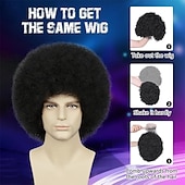 economico Parrucche storiche-Parrucca afro da uomo per feste rocker disco anni &#039;70, parrucca afro nera per uomini e donne, parrucche afro unisex per adulti, per uso quotidiano e per feste.