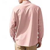 economico Camicie di lino-Per uomo Camicia Camicia di lino Camicia casual Camicia con Bottoni Camicia di cotone Semplice Vacanza Camicia hawaiana Nero Bianco Rosa Viola Manica Lunga Colletto alla coreana Primavera Autunno